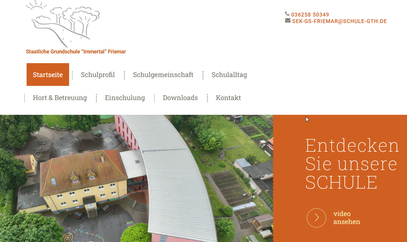 Neue Homepage der Grundschule "Immertal" Friemar